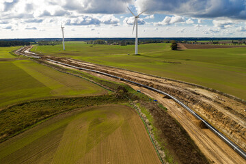 Construction site of the European natural gas pipeline EUGAL near Wrangelsburg (Germany) on 16.02.2019, this pipeline begins in Lubmin at the landing site of the Nord Stream 1 and 2 Pipline.