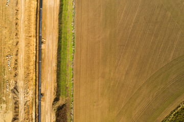 Construction site of the European natural gas pipeline EUGAL near Wrangelsburg (Germany) on 16.02.2019, this pipeline begins in Lubmin at the landing site of the Nord Stream 1 and 2 Pipline.