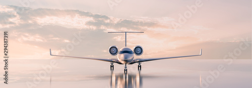 Cuadros en Lienzo Business class travel concept, luxury private jet at sunset or sunrise