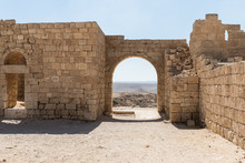 A Passage  In The Ruins Of A City Wall Of The Nabataean City Of Avdat, Located On The Incense Road In The Judean Desert In Israel. It Is Included In The UNESCO World Heritage List.