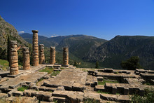 Ruins Of Temple Of Apollo, Delphi, Valley Of Phocis, Greece