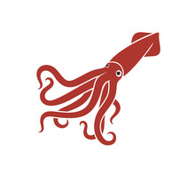 Squid Logo. Isolated Squid On White Background