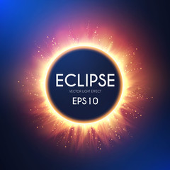 Wall Mural - sun eclipse. fire light effect. shining circle banner.