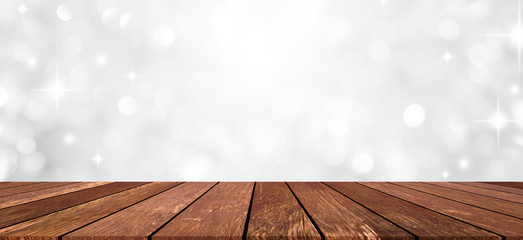 Wall Mural - abstract blur soft focus bokeh bulbs light in white color background with star glittering and aged w