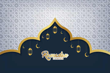 Wall Mural - Ramadan Karem Islamic greetings, with 3d paper art style.