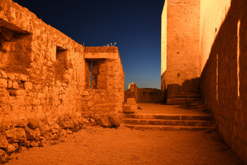 Wall Mural - Saint Michaels Fort in Sibenik, Croatia between sunset and night.