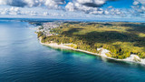 Sassnitz - miasto, kurort i port nad morzem bałtyckim na wyspie rugia z lotu ptaka