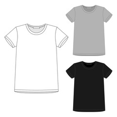 Poster - Set of t-shirt design template isolated on white background. White, gray, black colors.