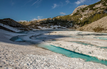 Ledvicka lake covered in snow