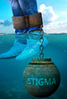 Stigma can be an issue and a burden with negative effects on health and behavior - Stigma can be a life stigma that impacts victims life and mental well being, 3d illustration