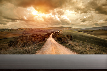 Canvas Print - Autumn landscape of Tuscany and fall time.  Free space for your decoration. 