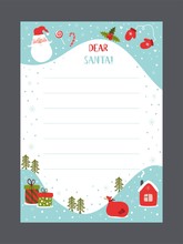 Christmas Letter From Santa Claus Template. Layout In A4 Size. Vector Illustration.
