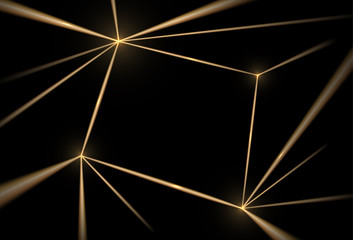 Fototapete - gold and black background. luxury texture geometric line pattern. futuristic light network, graphic 