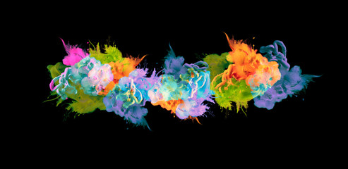 Wall Mural - acrylic colors in water. ink blot. abstract black background.
