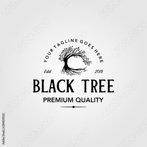 Fotografía vintage olive tree logo retro illustration emblem label design