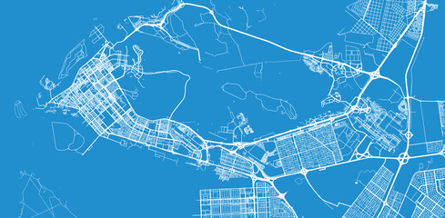 urban vector city map of abu dhabi, united arab emirates