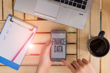 Poster - conceptual hand writing showing finance data. concept meaning formal records of the financial activi