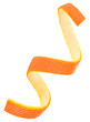 Vertical image of single orange peel on a white background. Vitamin C.