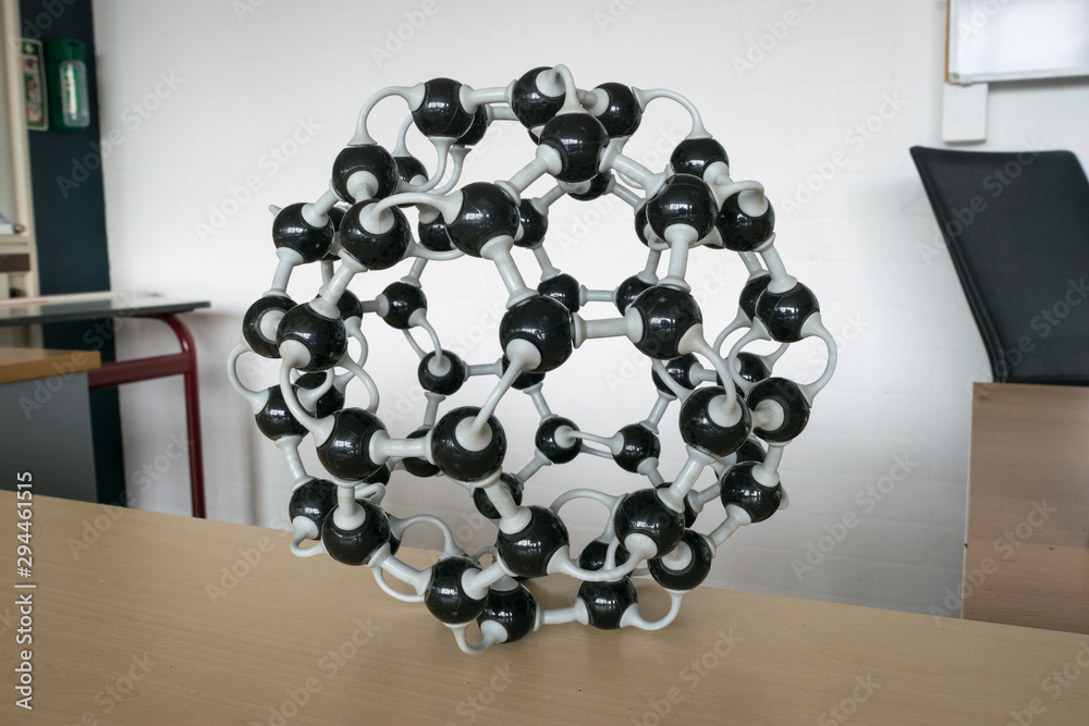 Three dimensional model of carbon molecule C60 also known as fullerene ...