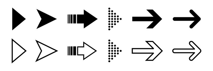 Aufkleber - arrow icon. set of black isolated vector icon arrows. arrow. vector arrows collection. linear arrow 