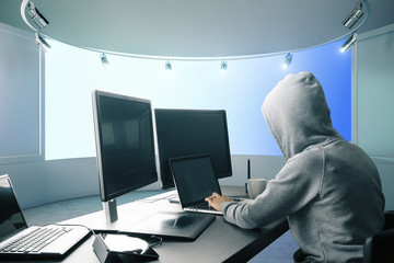 Poster - Hacker using computers side