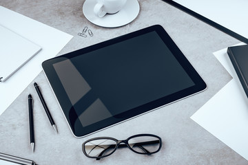Poster - Topview of desktop with touchpad