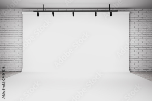 Empty white photo studio