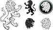 Black & White Lion Emblem and Lions Head