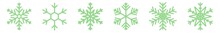 Snowflake Icon Green | Snowflakes | Ice Crystal Winter Symbol | Christmas Logo | Xmas Sign | Variations