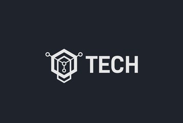 Fototapete - Abstract geometric hexagon technology logo design vector template