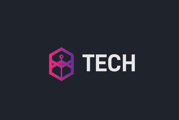 Fototapete - Abstract geometric hexagon technology logo design vector template