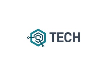 Fototapete - Abstract geometric hexagon technology logo design vector template