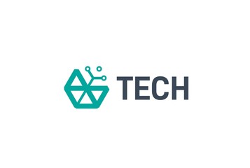 Fototapete - Abstract geometric hexagon technology logo design vector template