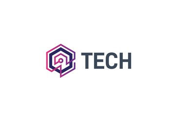 Fototapete - Abstract geometric hexagon technology logo design vector template