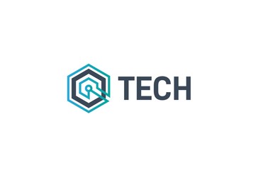 Fototapete - Abstract geometric hexagon technology logo design vector template