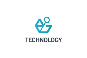 Fototapete - Abstract geometric hexagon connection line technology logo design vector template