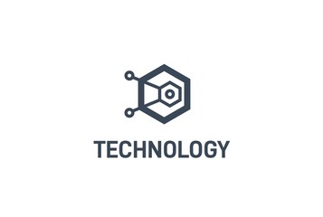 Fototapete - Abstract geometric hexagon connection line technology logo design vector template