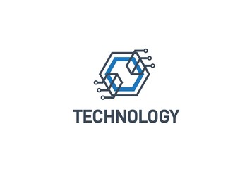 Fototapete - Abstract geometric hexagon connection line technology logo design vector template