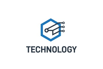 Fototapete - Abstract geometric hexagon connection line technology logo design vector template