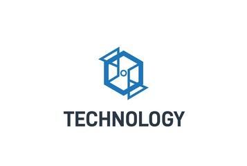 Fototapete - Abstract geometric hexagon connection line technology logo design vector template