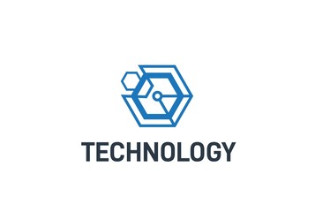 Fototapete - Abstract geometric hexagon connection line technology logo design vector template