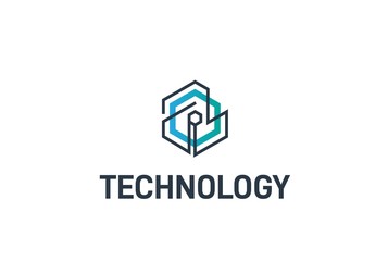 Fototapete - Abstract geometric hexagon connection line technology logo design vector template
