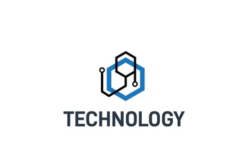 Fototapete - Abstract geometric hexagon connection line technology logo design vector template