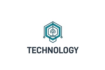 Fototapete - Abstract geometric hexagon connection line technology logo design vector template