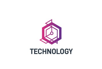 Fototapete - Abstract geometric hexagon connection line technology logo design vector template