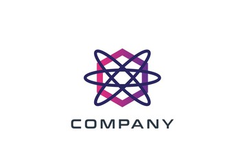 Fototapete - Abstract geometric hexagon technology logo design vector template with network connection line