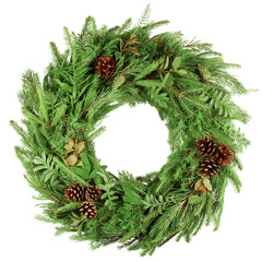 christmas wreath, isolated on white background