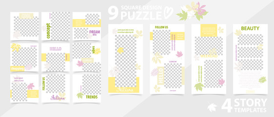 Trendy editable template for social networks stories and posts, vector illustration.