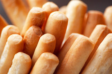 Fresh Bread Sticks Close-up. Healthy Snack.