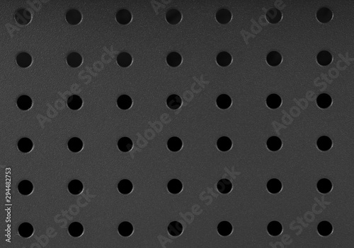 Fotomural Dark gray perforated metal texture. Industrial Background